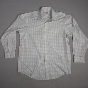 Brooks Brothers Madison Non Iron White Blue Check Plaid Shirt 16½ 35